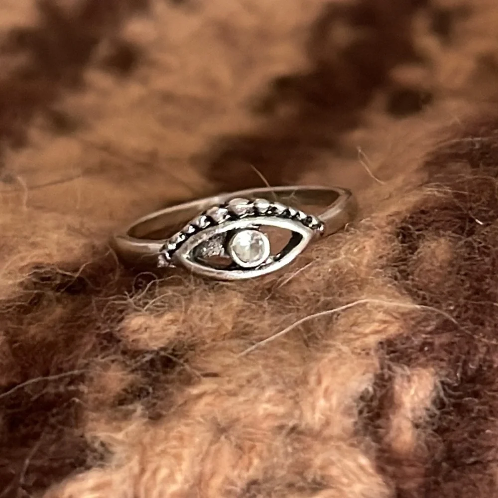 New Sterling Silver Handmade Bohemian Solid Eye Of God Sapphire Minimalist Ring